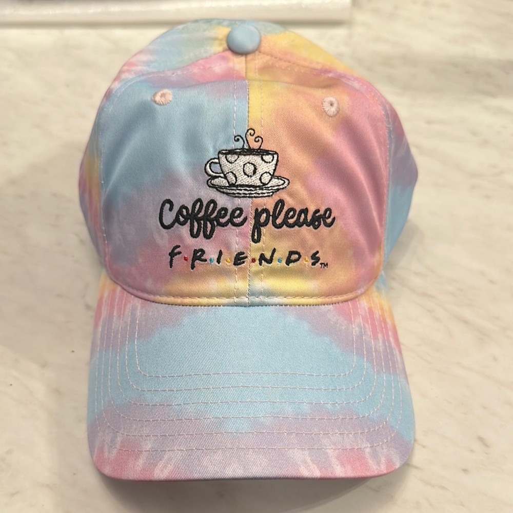Concept One Adult “Coffee Please” friends Pastel Tie-Dye Cap Hat NWT